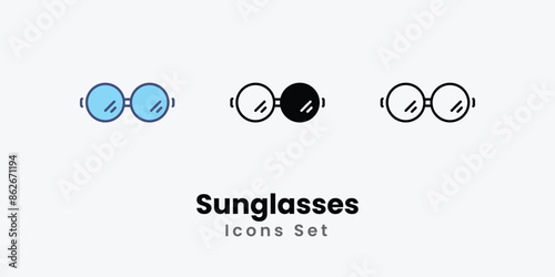 Sunglasses icons vector set stock illustration