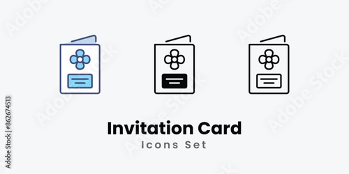 Invitation Card icons vector set stock illustration