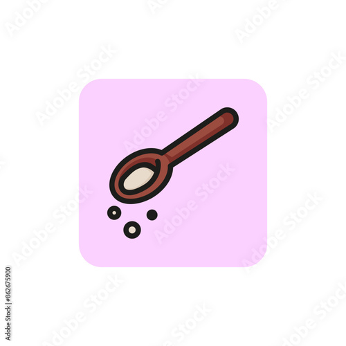 Tablespoon with drops line icon. Spoon, porridge, lunch. Cooking concept. Vector illustration can be used for topics like eating, dinner, flatware