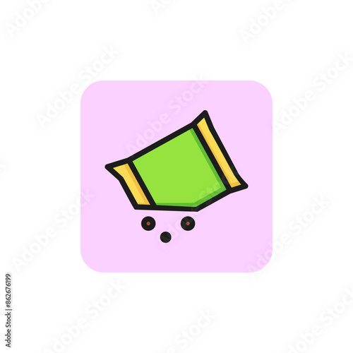 Throwing from pack line icon. Ingredient, package, yeast. Cooking concept. Vector illustration can be used for topics like bakery, pastry, recipe