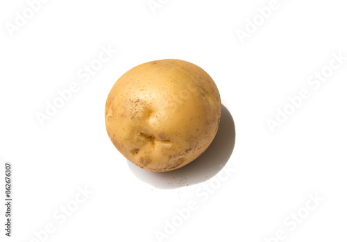 White background with brown potato.