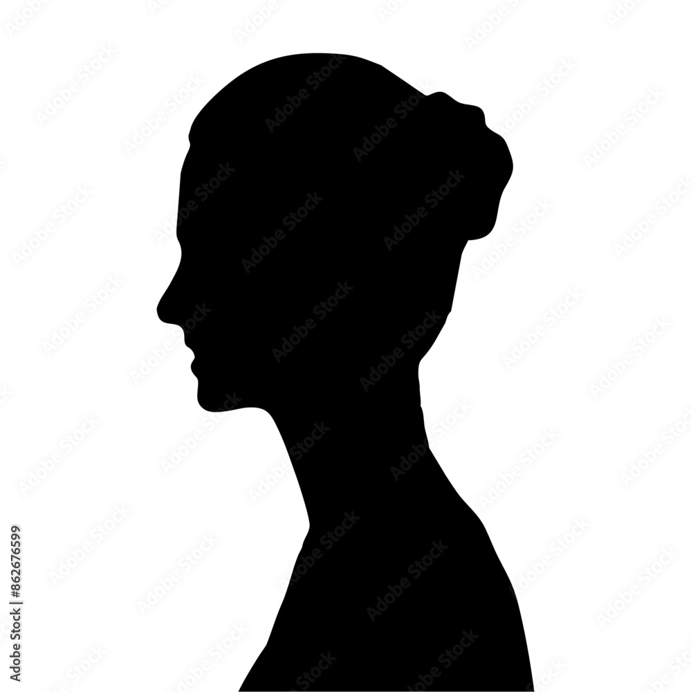 silhouette of a woman's face, side view silhouette of a woman's face, side view