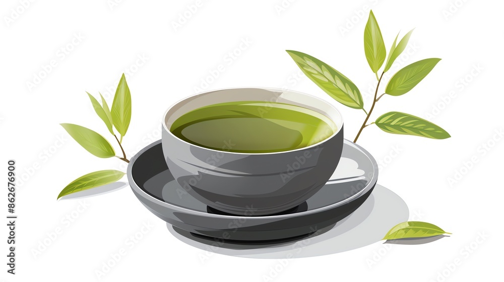 Green tea, freshly brewed in a traditional cup, simple and aromatic, detailed and centered, isolated as a PNG, suitable for health and wellness themes or Japanese tea ceremonies Green tea, freshly brewed in a traditional cup, simple and aromatic, detailed and centered, isolated as a PNG, suitable for health and wellness themes or Japanese tea ceremonies