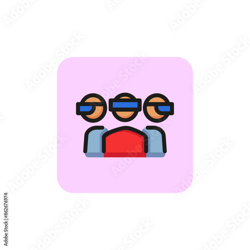 Virtual presentation line icon. Group, virtual reality goggles, video. Conference concept. Vector illustration can be used for topics like business, innovation, education