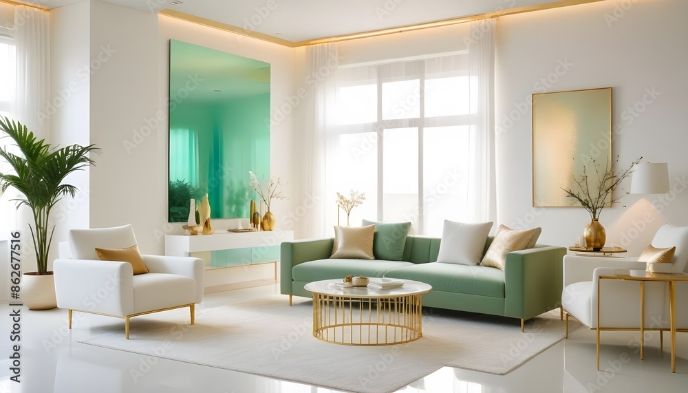 Fototapeta premium Photo interior modern design room 3d illustration