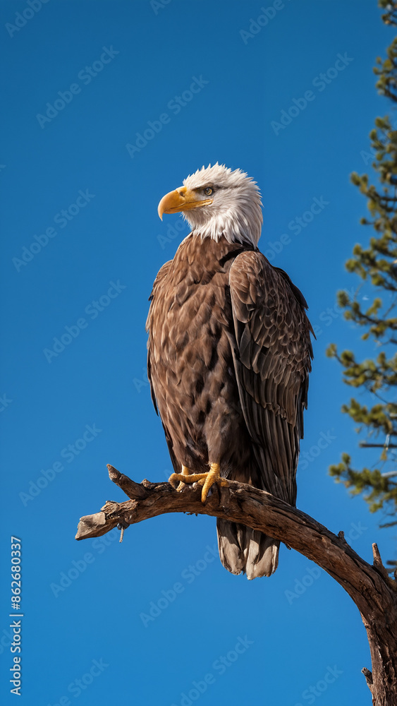 Regal Bald Eagle Resting on a Tree Branch in the Wild Regal Bald Eagle Resting on a Tree Branch in the Wild