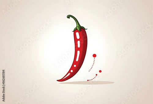 a drawing of a chili pepper with a red circular design arround it on a plain background