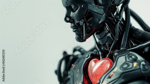 Cyborg with glowing heart in futuristic design © Patrick