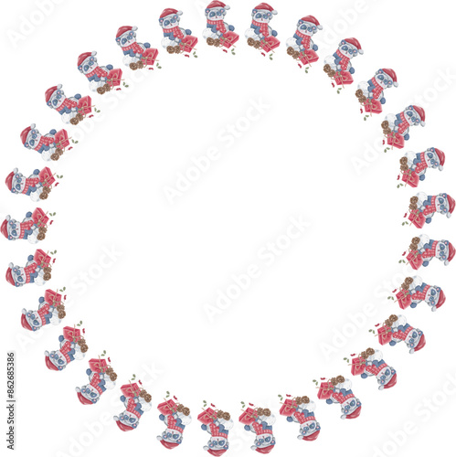Wallpaper Mural Cartoon panda chritmas wreath illustration on transparent background. Torontodigital.ca
