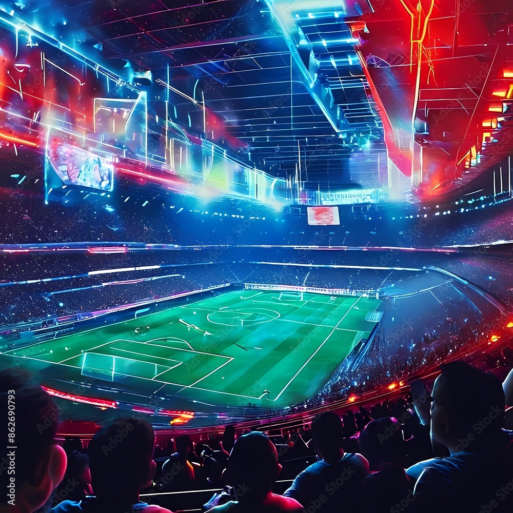 a hyper futuristic football stadium