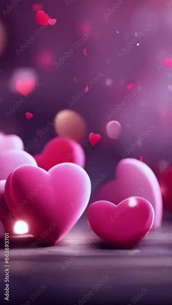 floating heart shape symbol valentine background blue purple piink animation as a concept of passion and romance - 4k 9x16 verical new stock video footage AI floating heart shape symbol valentine background blue purple piink animation as a concept of passion and romance - 4k 9x16 verical new stock video footage AI