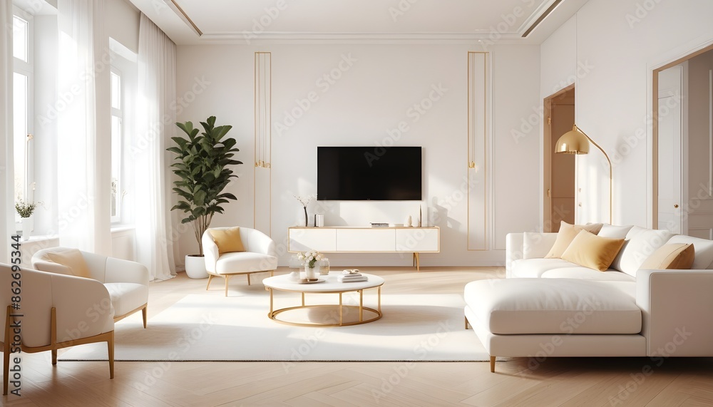 Fototapeta premium Photo interior modern design room 3d illustration