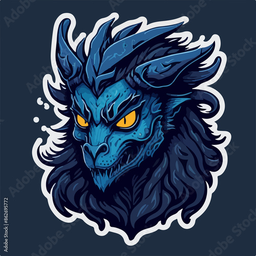 A hellish demon warrior logo: a ghostly figure with fiery eyes and menacing horns, wielding a blade. The ethereal form is shrouded in dark, swirling shadows.