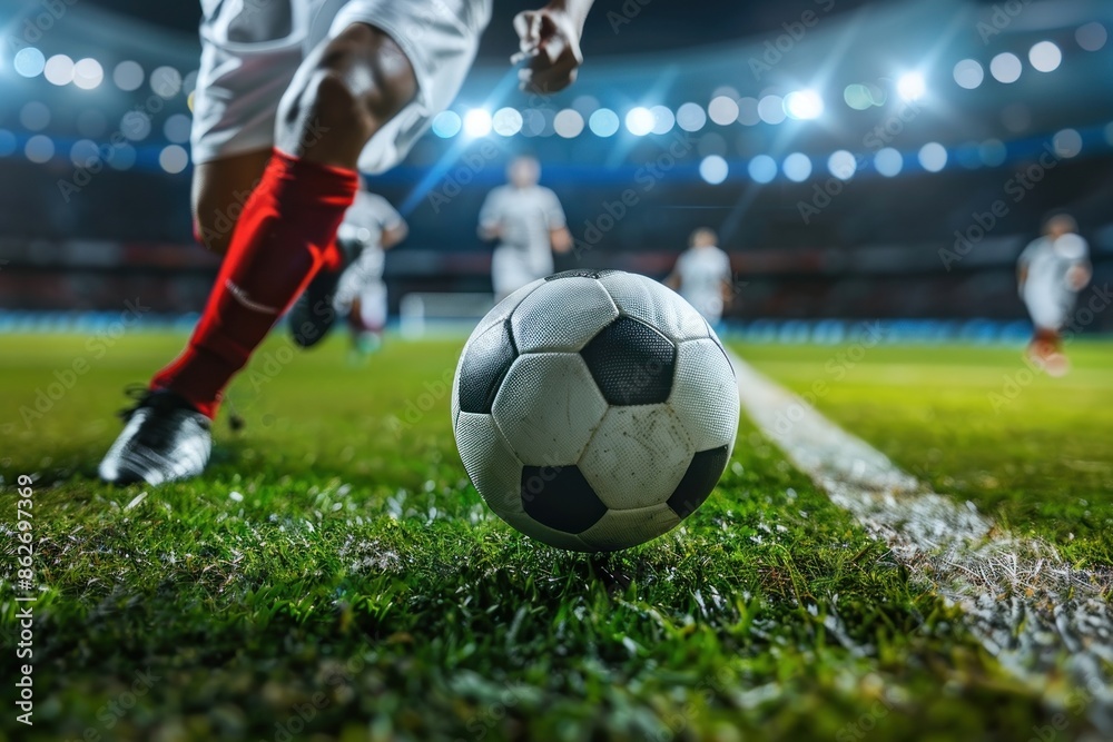 Fototapeta premium Football stadium sports player.