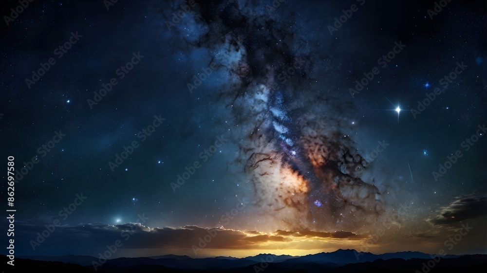Starry night sky with Space background of stars and galaxies in the night Starry night sky with Space background of stars and galaxies in the night