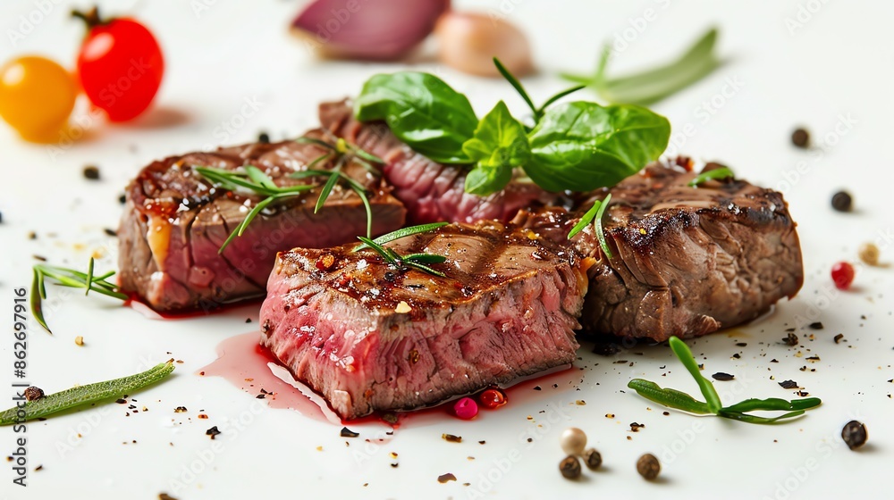 Sous vide steak, perfectly cooked and tender, vibrant and detailed, perfectly isolated and available for modern cooking technology promotions Sous vide steak, perfectly cooked and tender, vibrant and detailed, perfectly isolated and available for modern cooking technology promotions