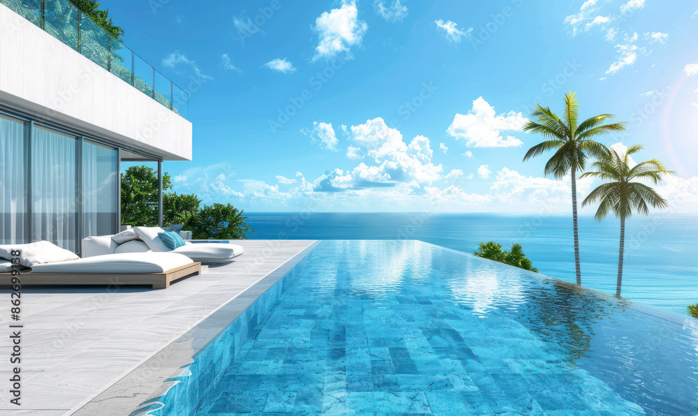 Fototapeta premium Oceanfront villa with private pool