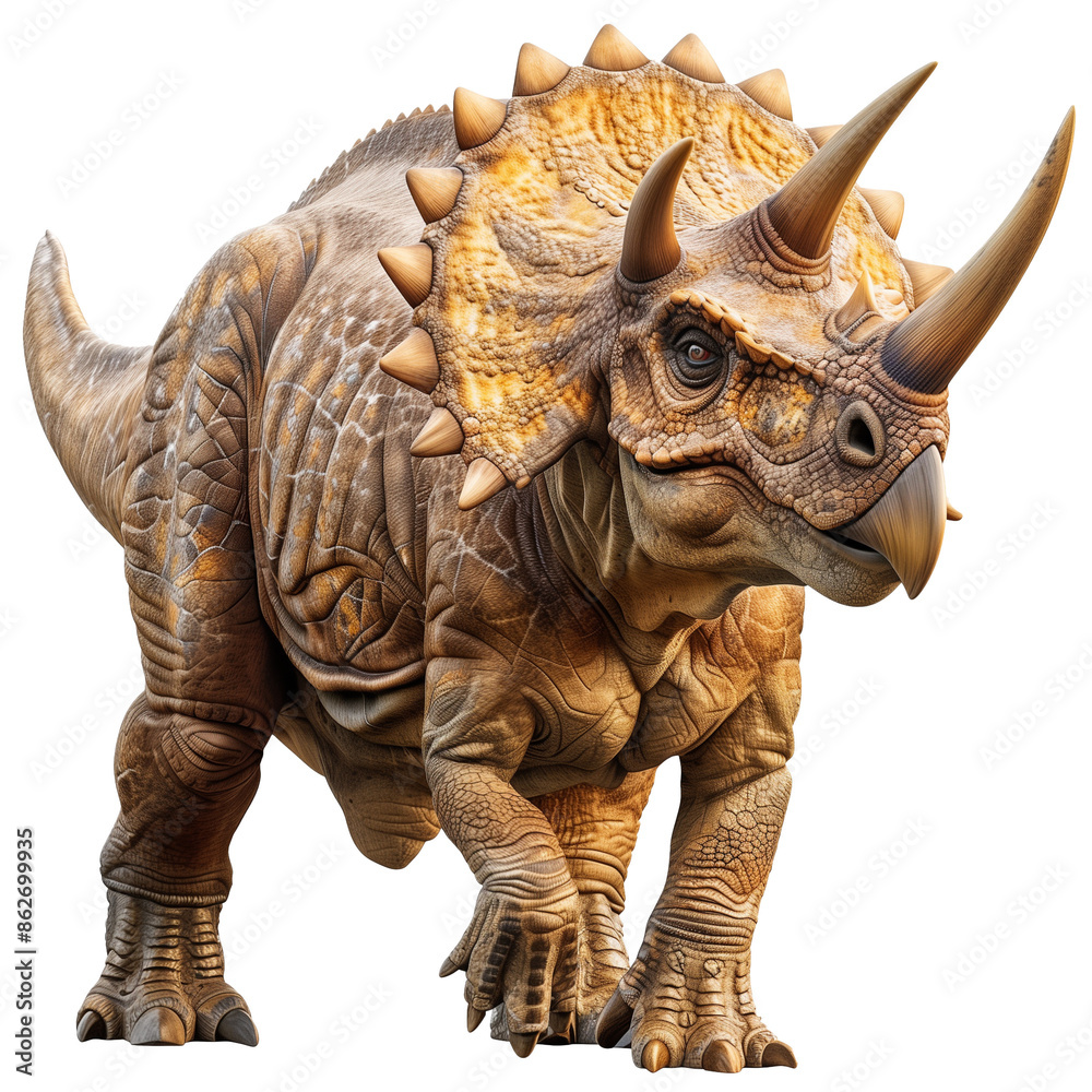 Fototapeta premium A triceratops dinosaur isolated on a transparent background
