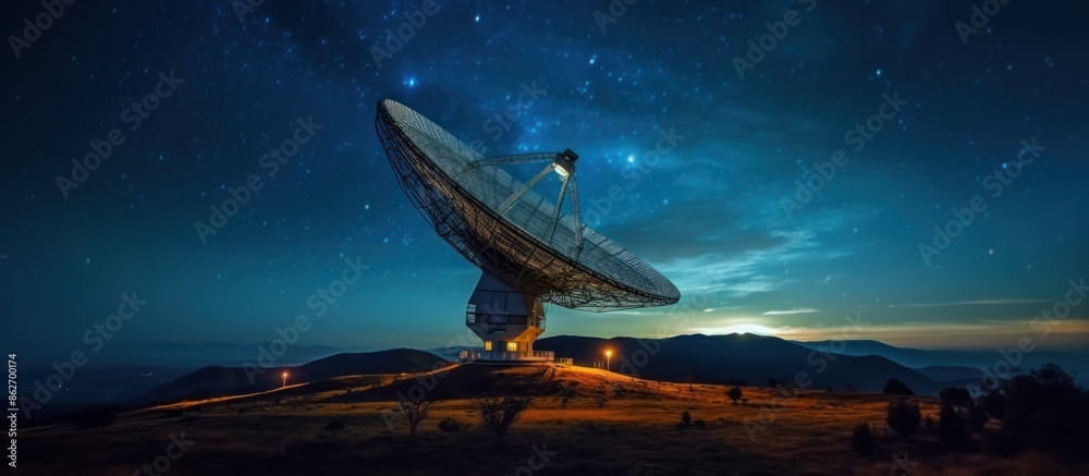 Radio Telescope Under a Starry Night