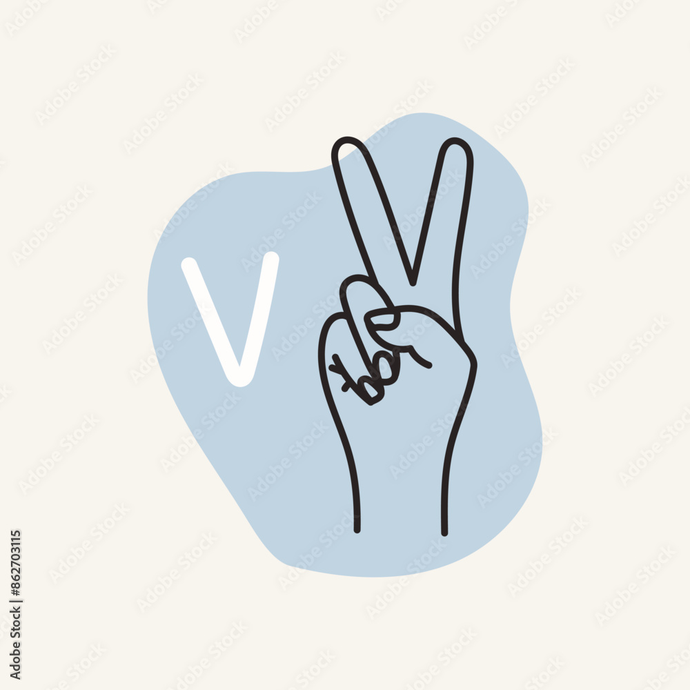 Gestures for the deaf, letter V. English fingerspelling. Gestures for the deaf, letter V. English fingerspelling.