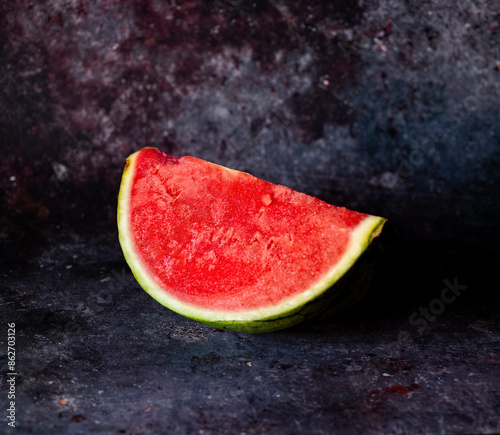 A fresh seedles watermelon wedge