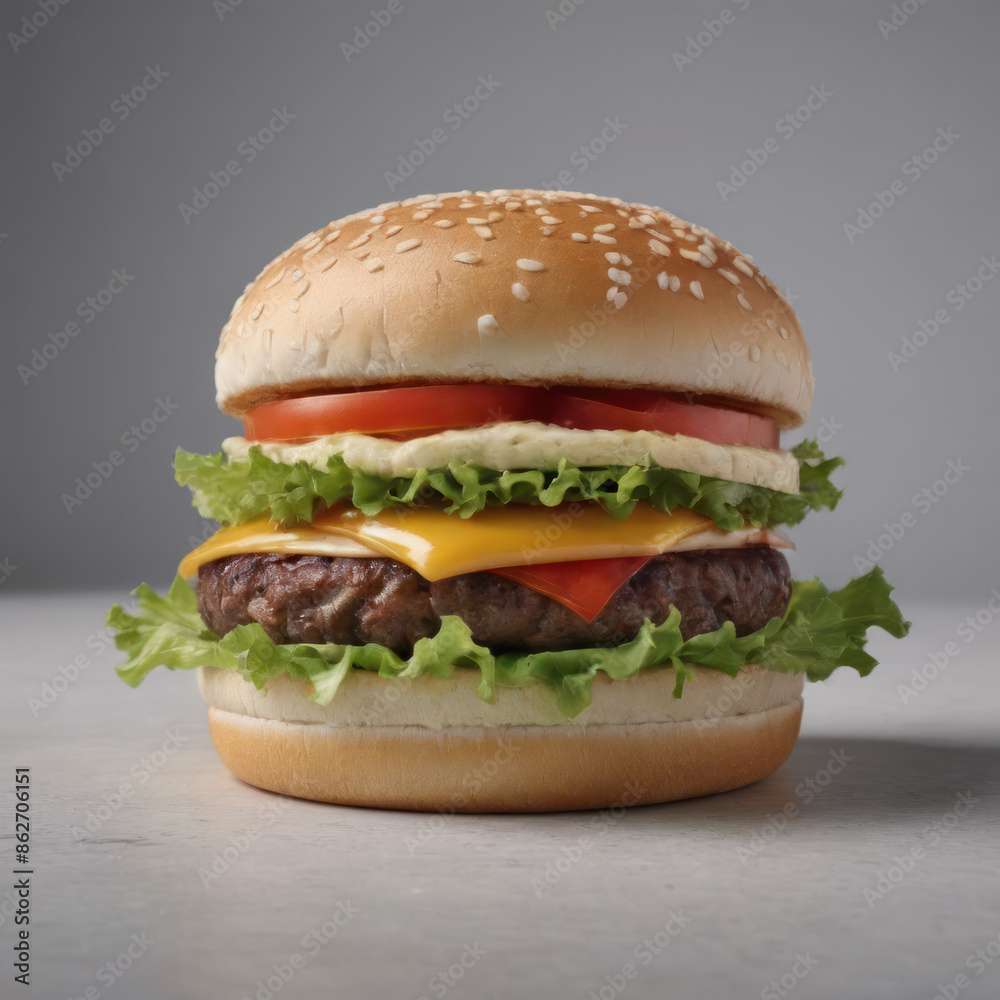 Hamburger Isolate is a classic fast food meal with lettuce, tomato, cheese, and beef patty. Hamburger Isolate is a classic fast food meal with lettuce, tomato, cheese, and beef patty.