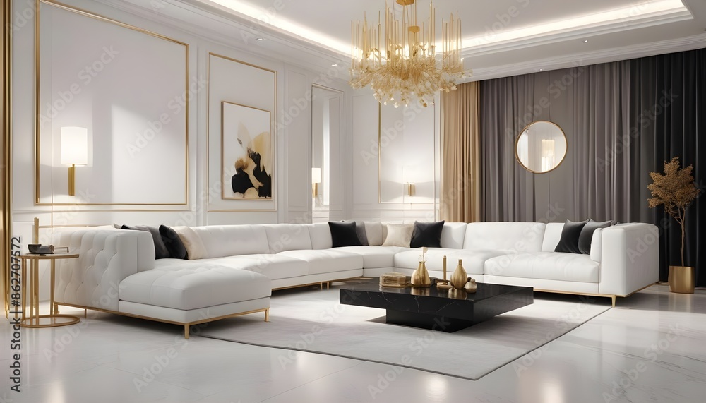 Fototapeta premium Photo interior modern design room 3d illustration