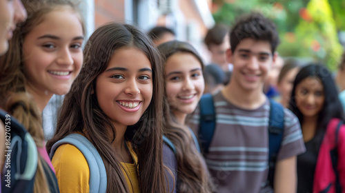 High School Students in the School Yard - Back to School