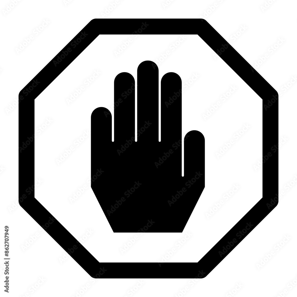 stop hand sign, no entry icon