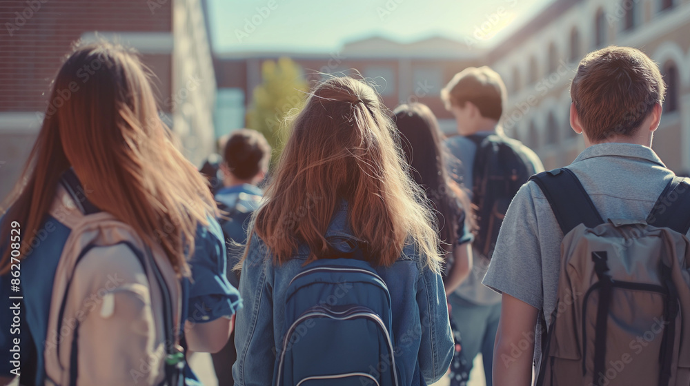 High School Students in the School Yard - Back to School High School Students in the School Yard - Back to School