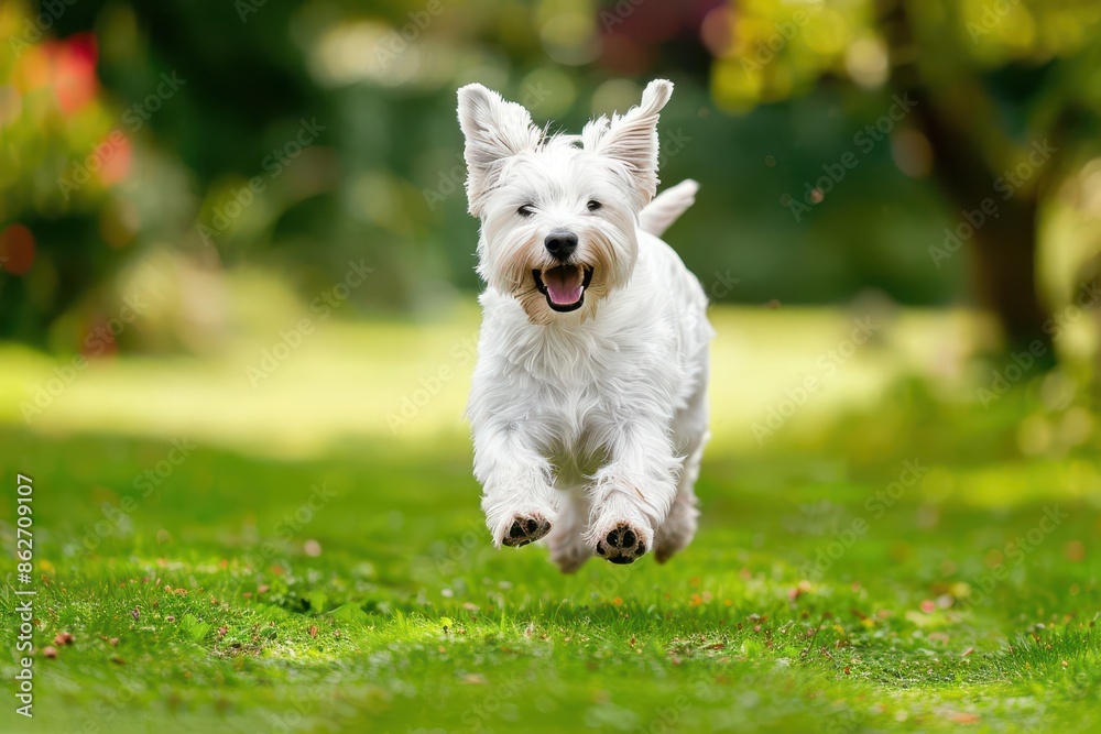 energetic white dog running and playing in a lush green park the image captures the joy and freedom of a pet enjoying outdoor activities energetic white dog running and playing in a lush green park the image captures the joy and freedom of a pet enjoying outdoor activities