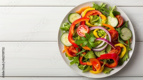 A bright image of a mixed salad on a white plate