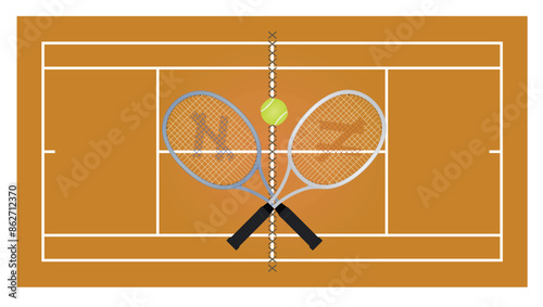 Brown tennis court. vector illustration