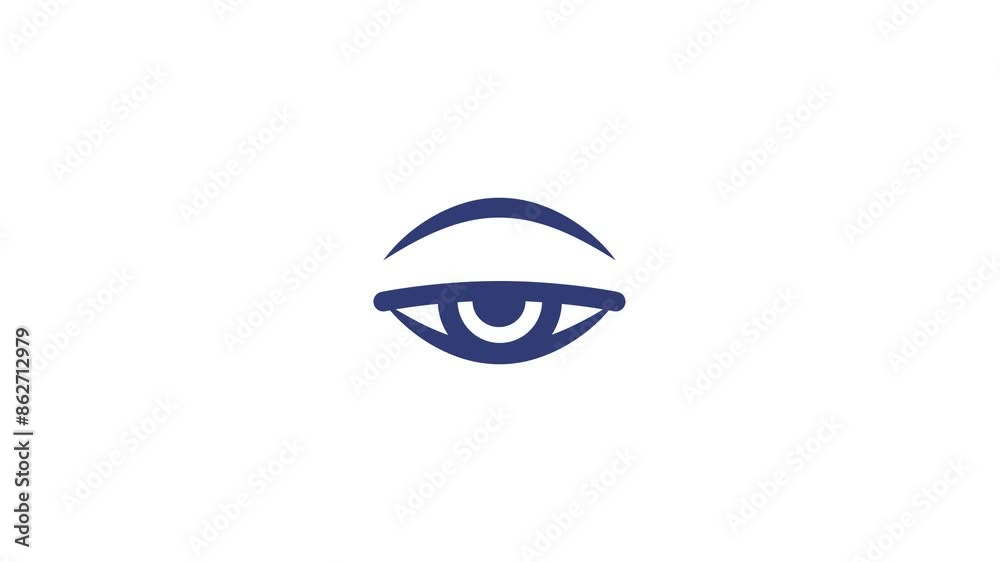 Blinzelndes, animiertes Cartoon-Auge isoliert auf weißem Hintergrund. Loop mit animiertem menschlichen Gesichtselement. Blinzelndes, animiertes Cartoon-Auge isoliert auf weißem Hintergrund. Loop mit animiertem menschlichen Gesichtselement.