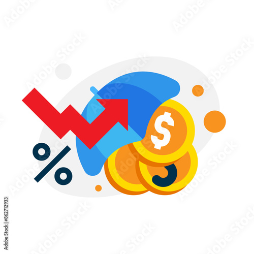 Protection against currency depreciation and inflation concept illustration flat design. simple modern graphic element for infographic, icon