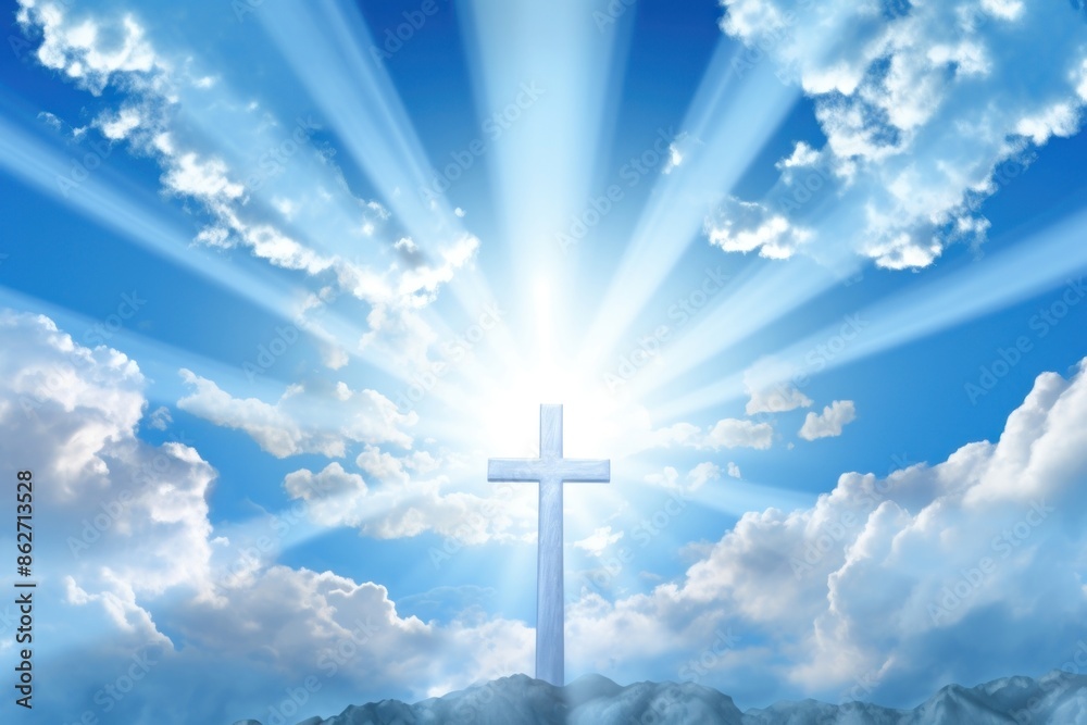 Cross shining sky sunlight outdoors. Cross shining sky sunlight outdoors.