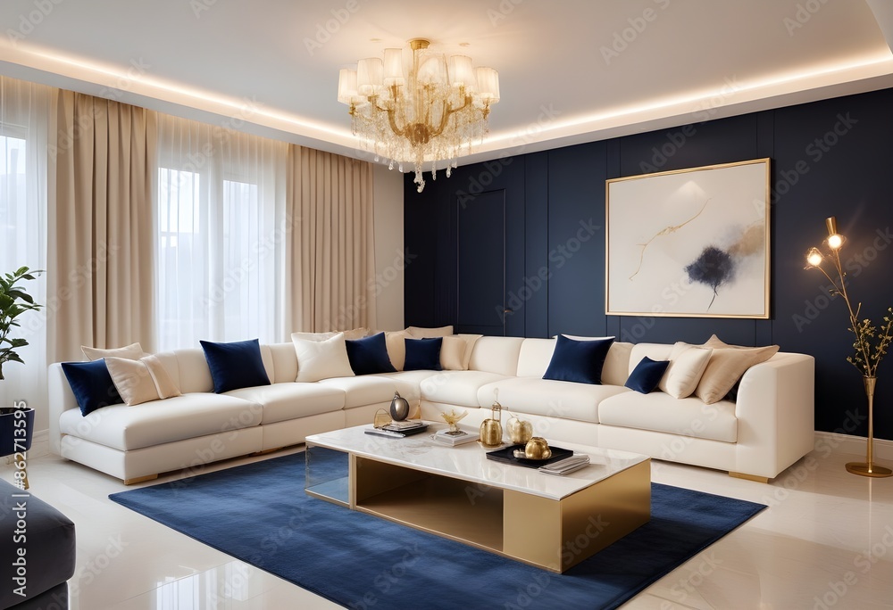 Fototapeta premium Photo interior modern design room 3d illustration