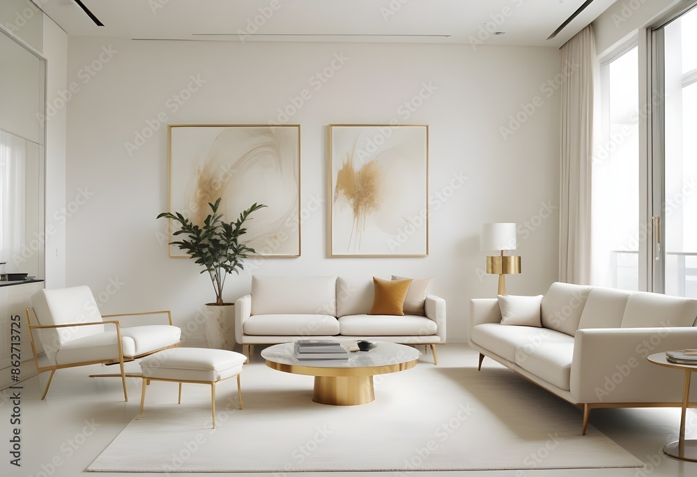 Fototapeta premium Photo interior modern design room 3d illustration