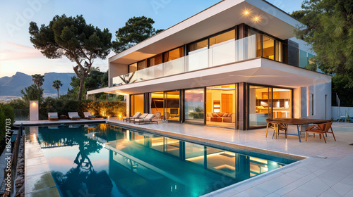 Wallpaper Mural Exterior modern luxury villa with pool and garden, nobody inside Torontodigital.ca