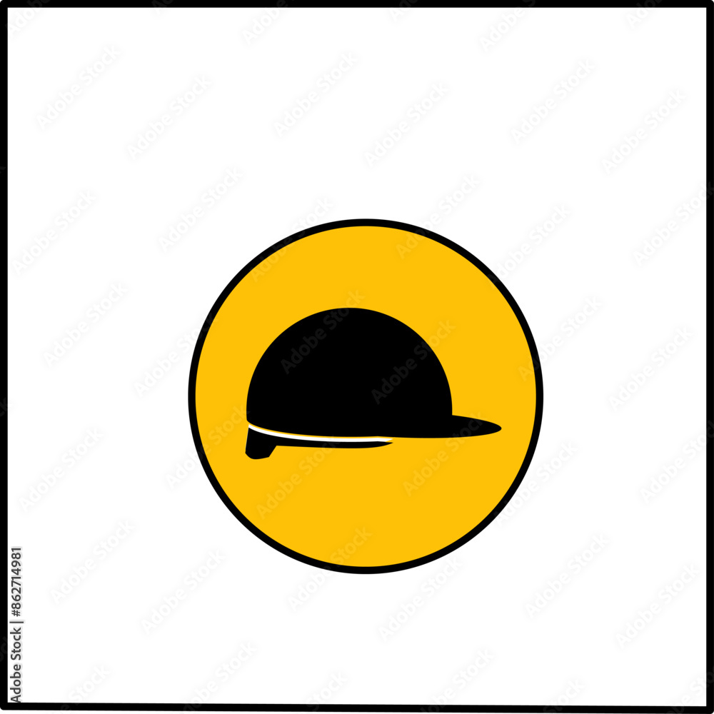 Safety helmet yellow circle Safety helmet yellow circle