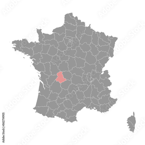 Haute Vienne department map, administrative division of France. Vector illustration.