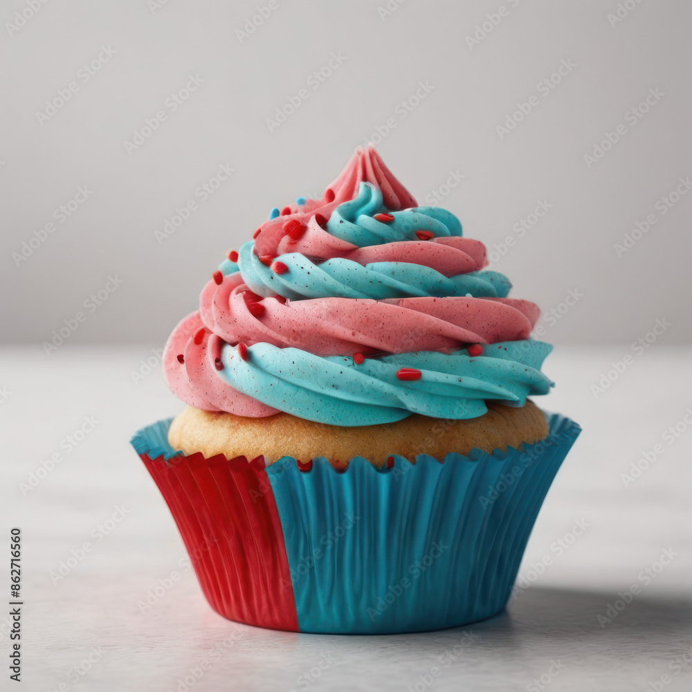 A delicious cupcake with vibrant frosting, perfect for indulging in a sweet treat. A delicious cupcake with vibrant frosting, perfect for indulging in a sweet treat.