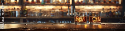 Whiskey Tasting Party, Cheers with Whiskey Glasses in a Themed Bar, Generated by AI.