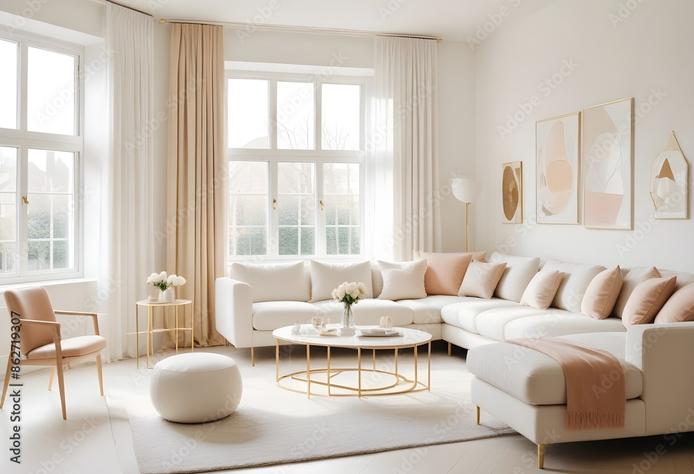 Fototapeta premium Photo interior modern design room 3d illustration