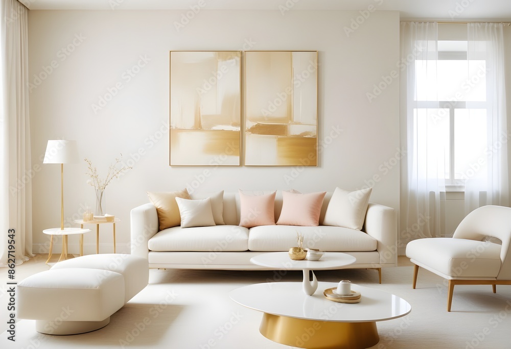 Fototapeta premium Photo interior modern design room 3d illustration