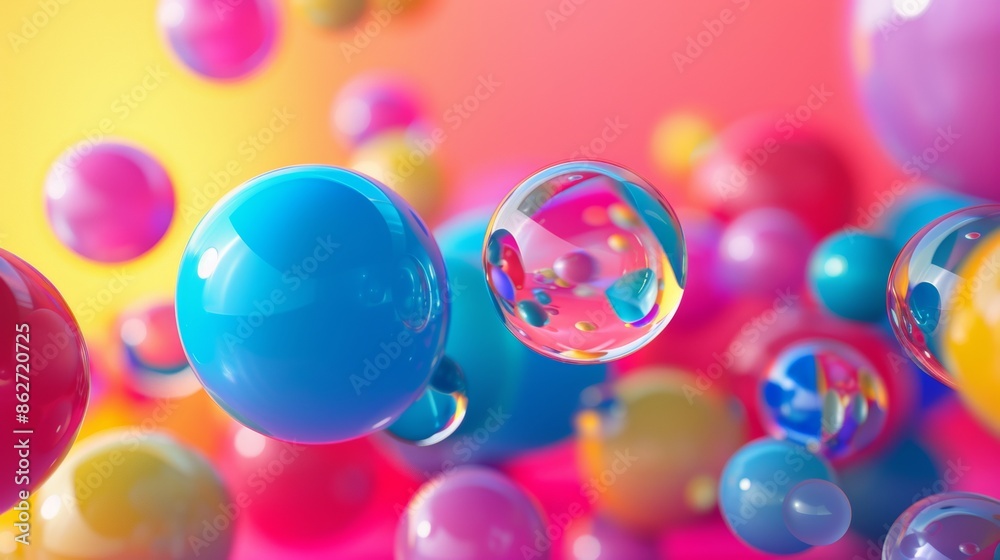 Colorful Floating Bubbles on a Bright Background Colorful Floating Bubbles on a Bright Background