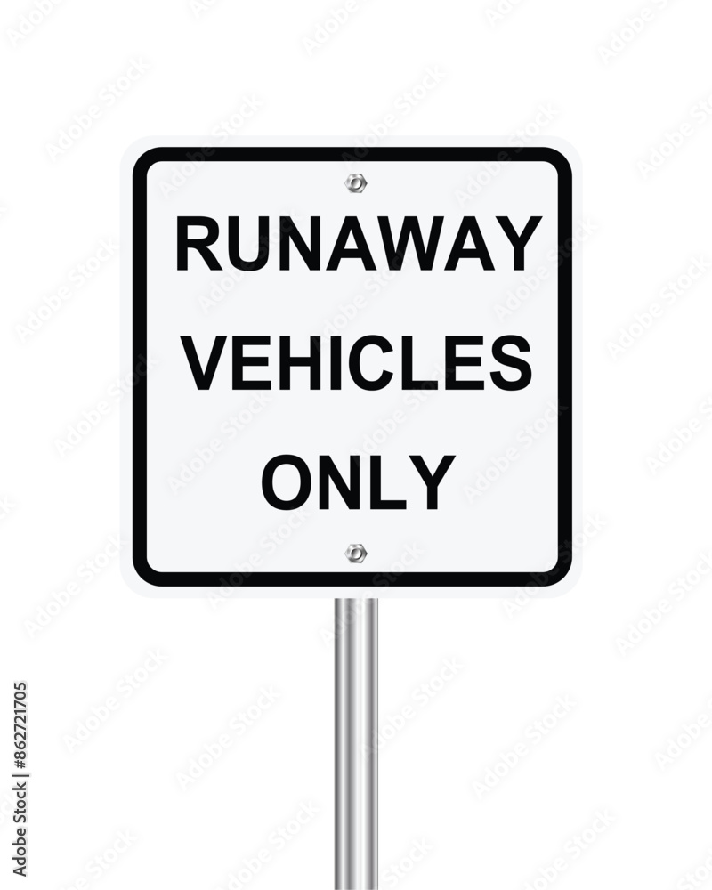Runaway vehicles only traffic sign on white Runaway vehicles only traffic sign on white