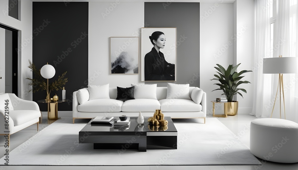 Photo interior modern design room 3d illustration