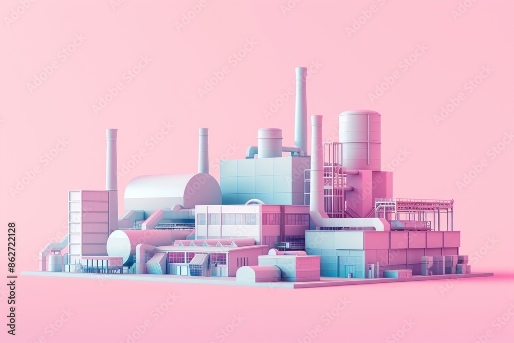 Obraz premium Factory isometric architecture technology pollution.