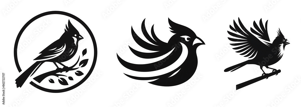 Set of silhouettes of birds on a white background. Ai Generated. Set of silhouettes of birds on a white background. Ai Generated.